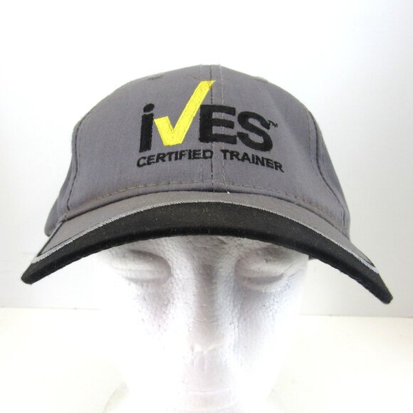 Ives Certified Trainer Forklifts, Scissor Lift Men's Gray Adj Strap Back Cap Hat - Picture 2 of 8